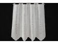 Perforated creme window curtain with embroidered bands