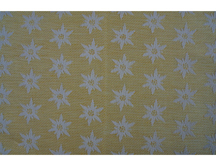 Yellow tablecloth with edelweiss and fringe hem