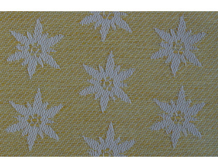 Yellow tablecloth with edelweiss and fringe hem