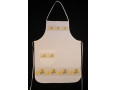White apron with pocket, apple and pear in yellow