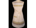 White apron with pocket, flowers and plant pot in yellow