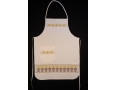 White apron with pocket, flowers and plant pot in yellow