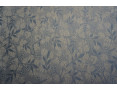 Tessuto jacquard in misto cotone e lino con foglie blu