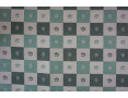 Free sample green piece of fabric chequered with flowers