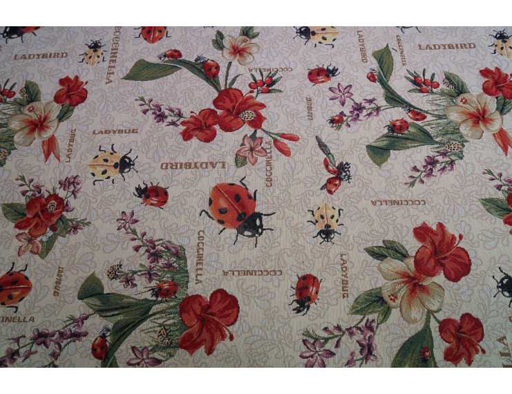 Gobelin fabric with ladybugs