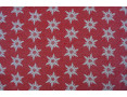 Tessuto jacquard rosso in misto cotone e lino con edelweiss