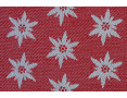 Tessuto jacquard rosso in misto cotone e lino con edelweiss